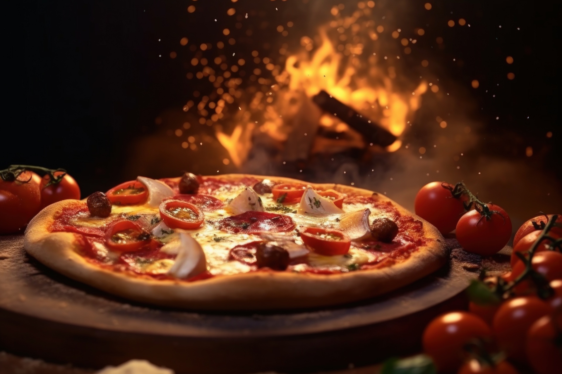 Hot delicious pizza. Illustration AI Generative